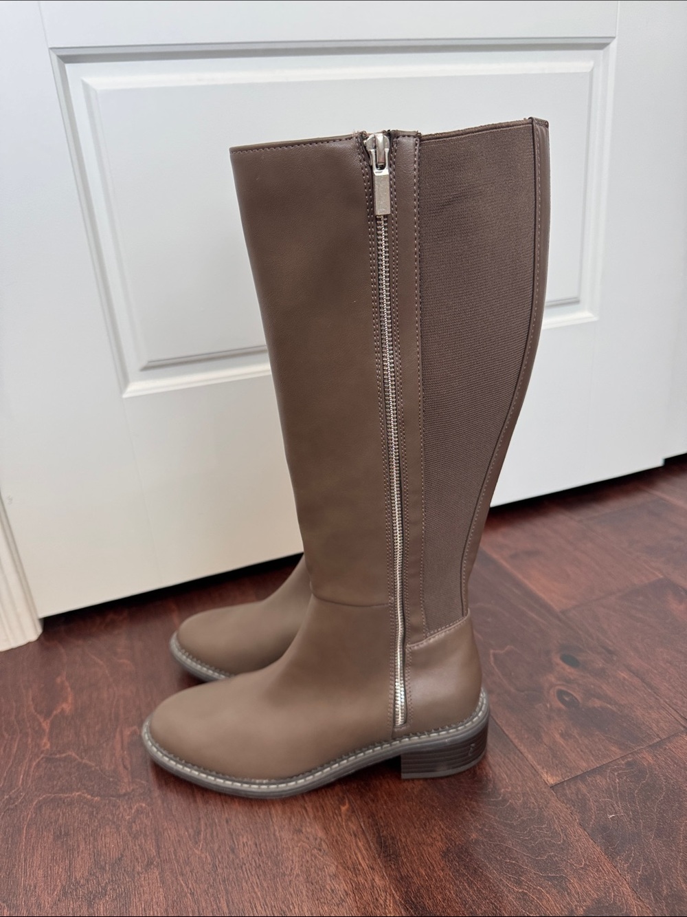 NEW A New Day Taupe Vegan Leather Boots Fall Transition Knee High, size 6 - Picture 2 of 8